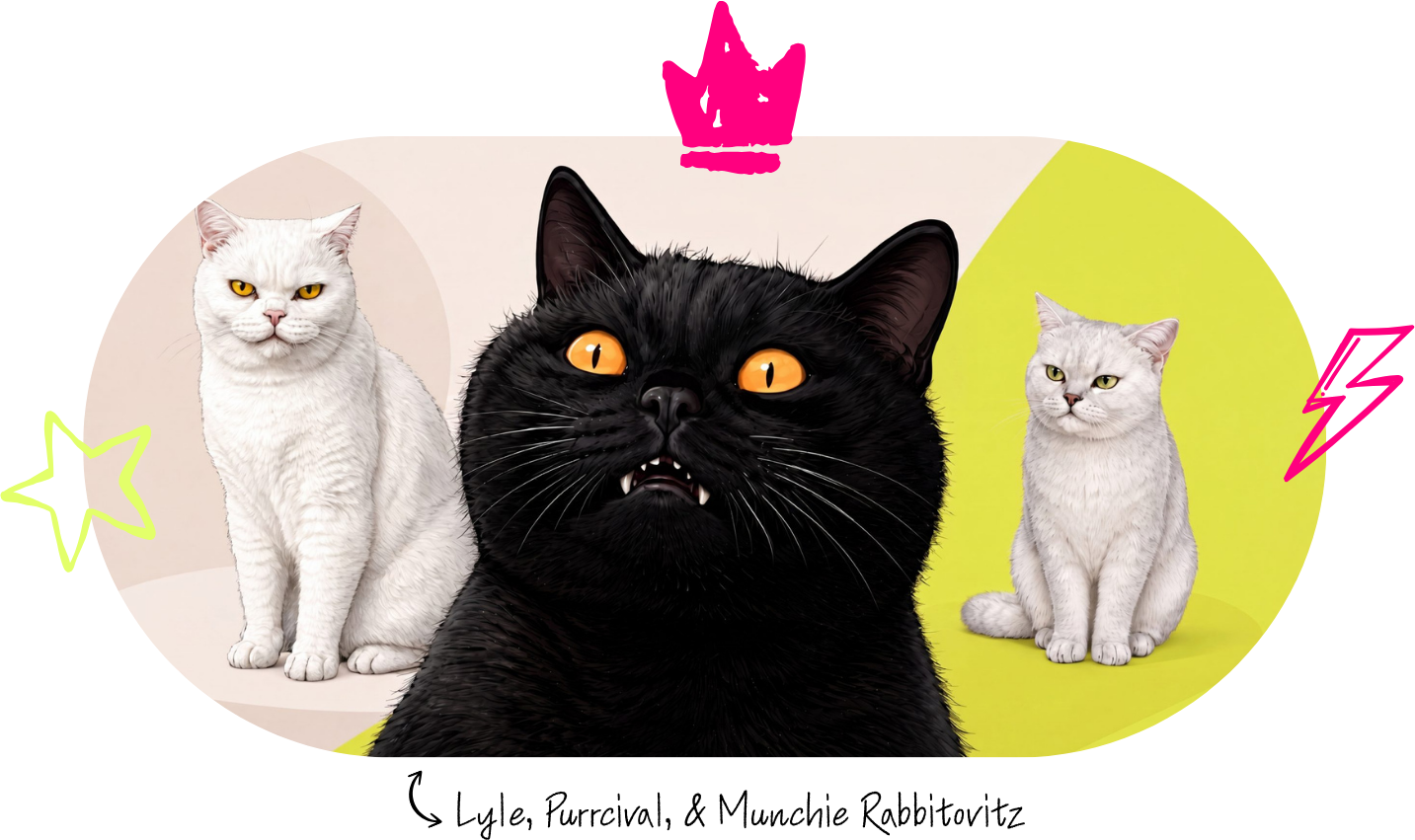 Lyle, Purrcival & Munchie Rabbitovitz