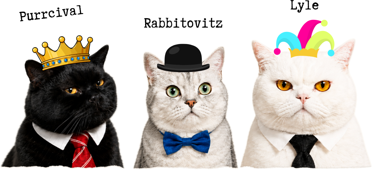 Purrcival, Rabbitovitz and Lyle - the Furgoblins YouTube team