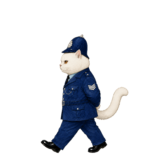 Police Cat Lyle walking